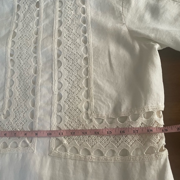 Ann Taylor White 100% linen Crochet Eyelet Blouse - Picture 8 of 10